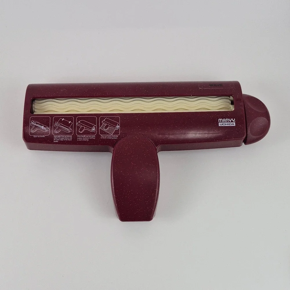 Marvy Uchida Corru-Gator Paper Crimper Wave Pattern Burgundy Glitter Craft Tool